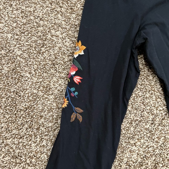 Johnny Was Embroidered Black Cotton Knit V-Neck Long Sleeve Tunic Dress - Size L - Picture 5 of 6